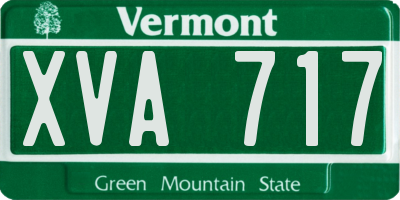 VT license plate XVA717