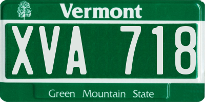 VT license plate XVA718