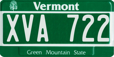 VT license plate XVA722