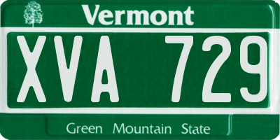 VT license plate XVA729