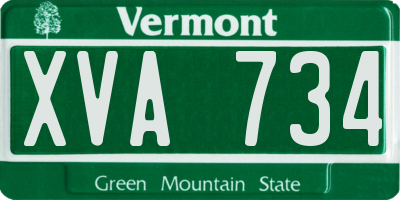 VT license plate XVA734