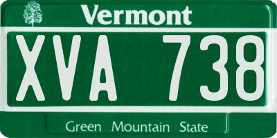 VT license plate XVA738