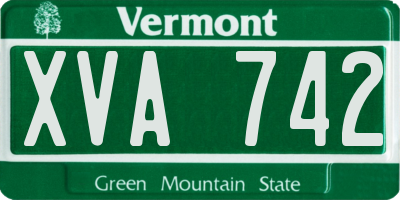 VT license plate XVA742