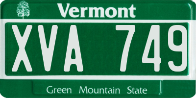 VT license plate XVA749