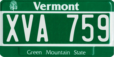 VT license plate XVA759