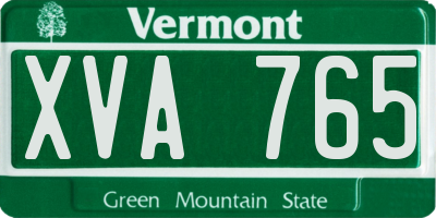 VT license plate XVA765