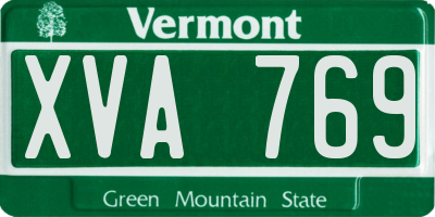 VT license plate XVA769
