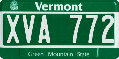 VT license plate XVA772