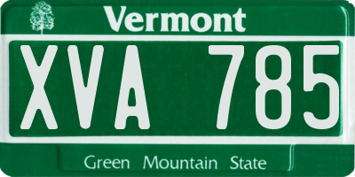 VT license plate XVA785