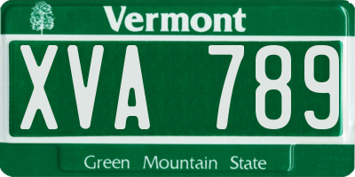 VT license plate XVA789