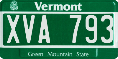 VT license plate XVA793