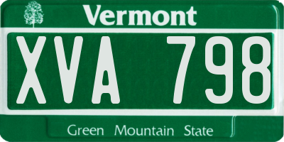 VT license plate XVA798