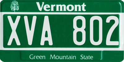 VT license plate XVA802