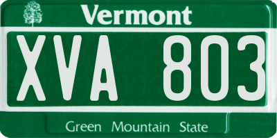 VT license plate XVA803