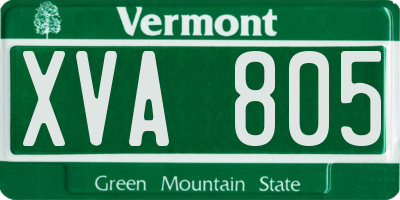 VT license plate XVA805