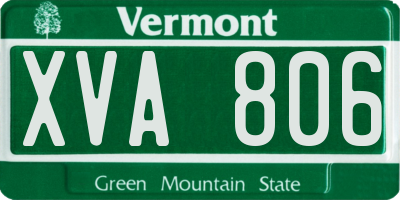 VT license plate XVA806
