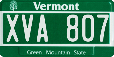 VT license plate XVA807