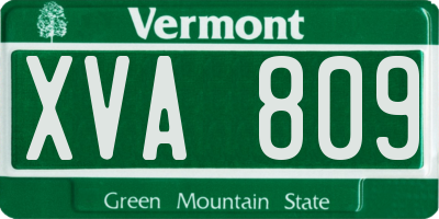 VT license plate XVA809
