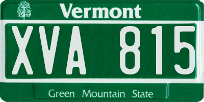 VT license plate XVA815