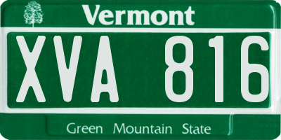 VT license plate XVA816