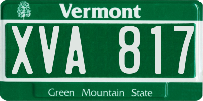 VT license plate XVA817