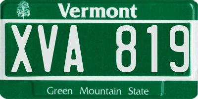 VT license plate XVA819