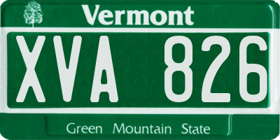 VT license plate XVA826