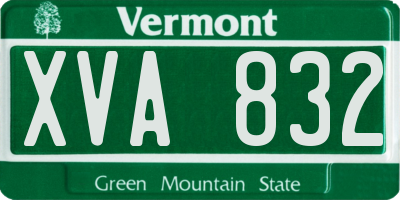VT license plate XVA832