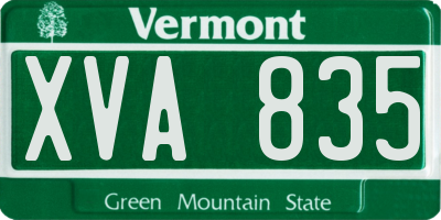 VT license plate XVA835