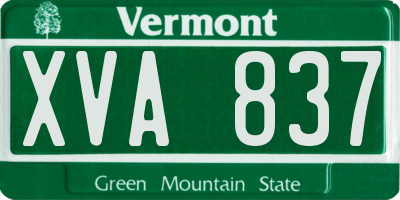 VT license plate XVA837