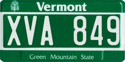 VT license plate XVA849