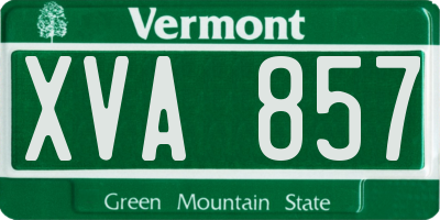 VT license plate XVA857