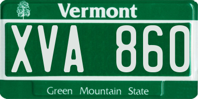 VT license plate XVA860