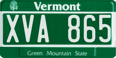VT license plate XVA865