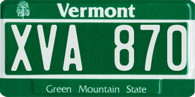 VT license plate XVA870
