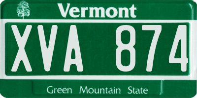 VT license plate XVA874