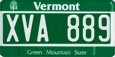 VT license plate XVA889
