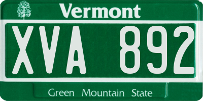 VT license plate XVA892