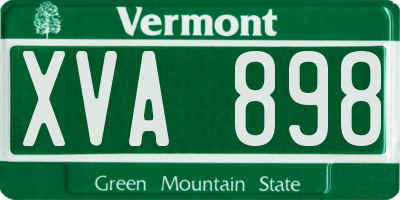 VT license plate XVA898