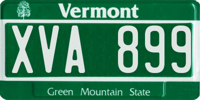 VT license plate XVA899