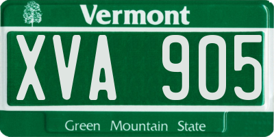 VT license plate XVA905