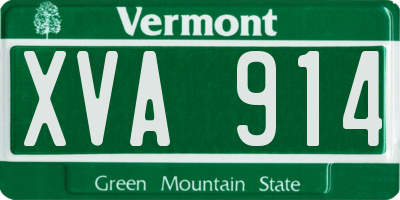 VT license plate XVA914