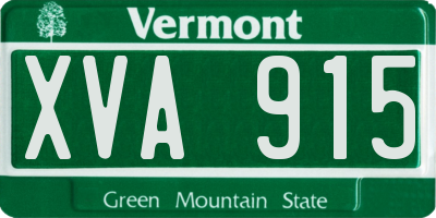 VT license plate XVA915
