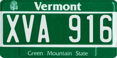 VT license plate XVA916