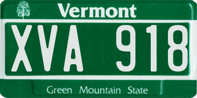 VT license plate XVA918