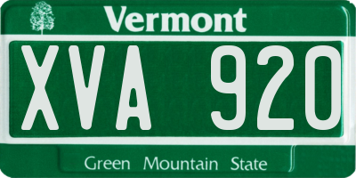 VT license plate XVA920