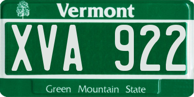 VT license plate XVA922