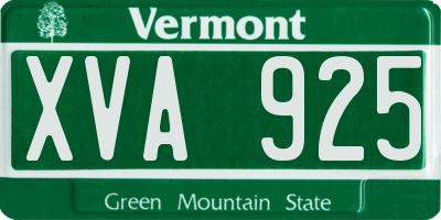 VT license plate XVA925