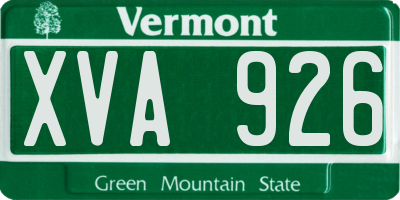VT license plate XVA926