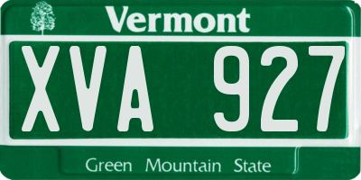 VT license plate XVA927